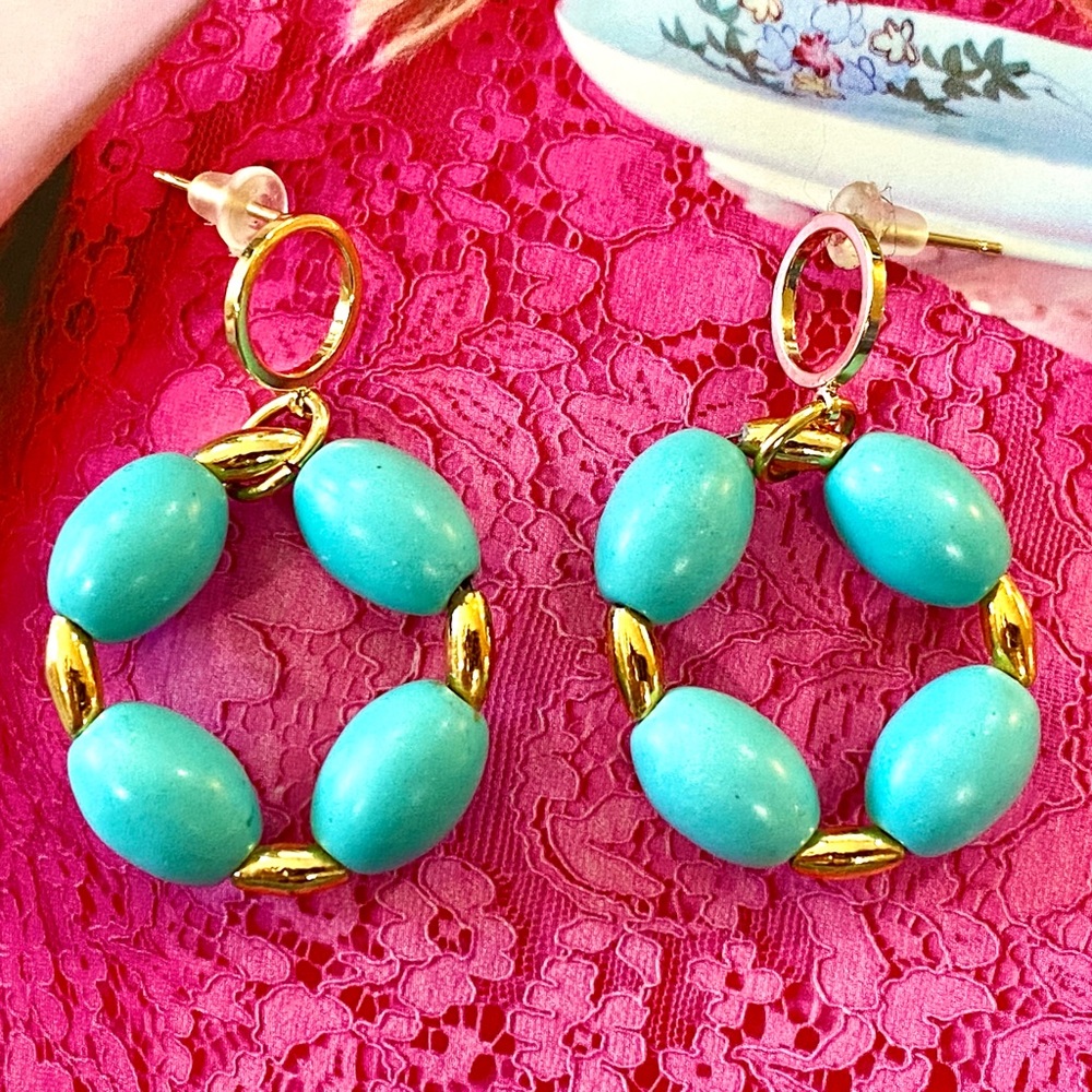 Turquoise Stone Earrings - Picture 14 of 14